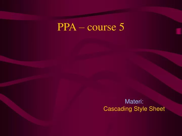 ppa course 5