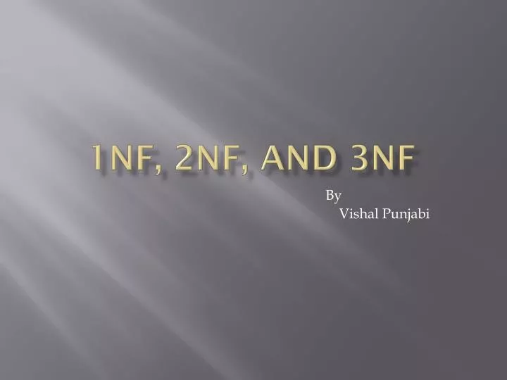 1nf 2nf and 3nf