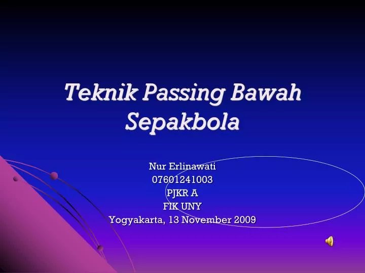 teknik passing bawah sepakbola