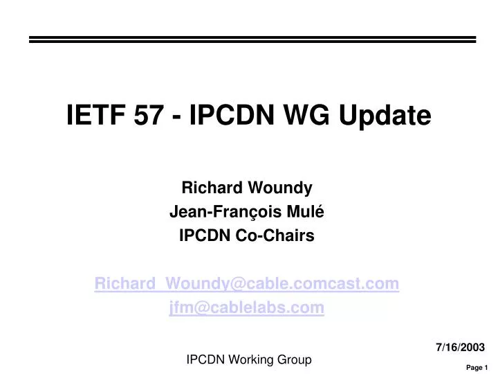 ietf 57 ipcdn wg update