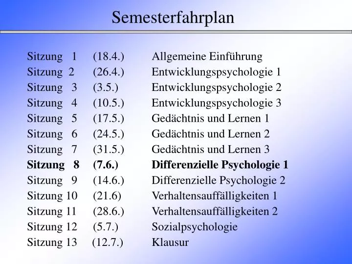 semesterfahrplan