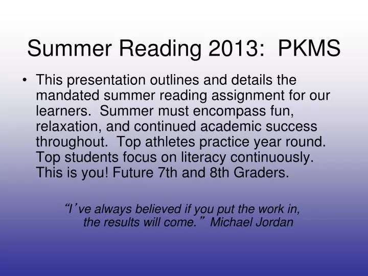 summer reading 2013 pkms