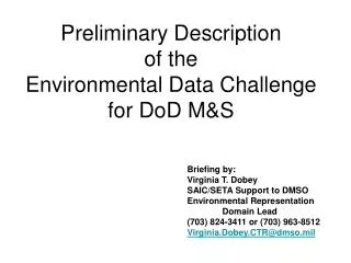 Preliminary Description of the Environmental Data Challenge for DoD M&amp;S