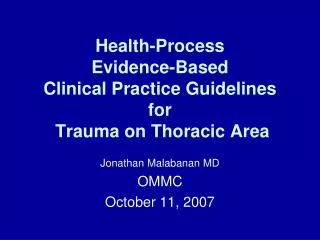 Health-Process Evidence-Based Clinical Practice Guidelines for Trauma on Thoracic Area