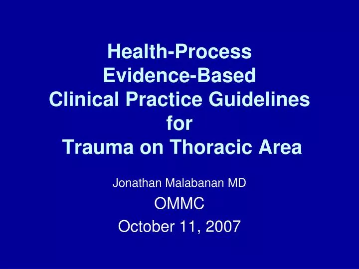 health process evidence based clinical practice guidelines for trauma on thoracic area
