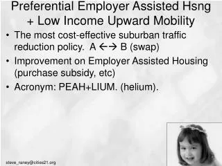 Preferential Employer Assisted Hsng + Low Income Upward Mobility