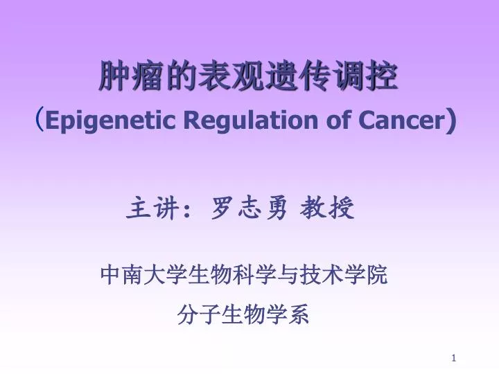epigenetic regulation of cancer