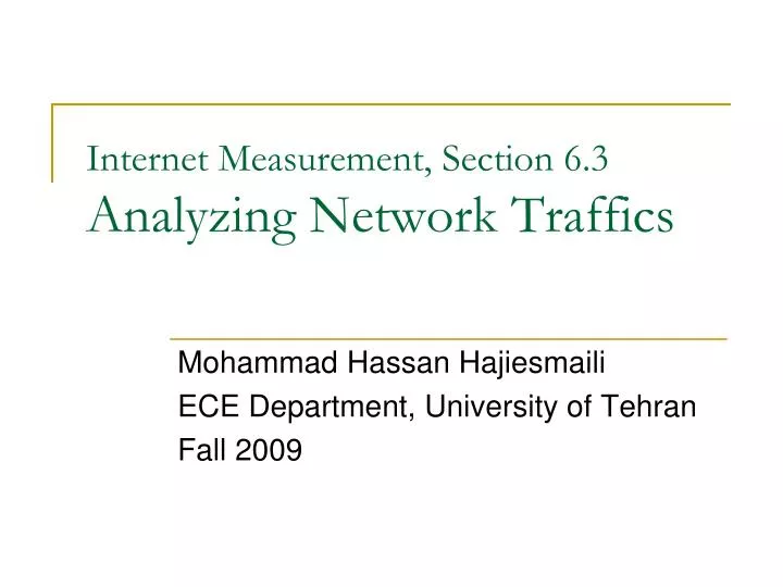 internet measurement section 6 3 analyzing network traffics