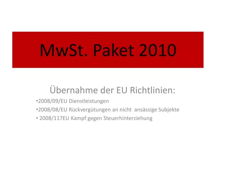 mwst paket 2010