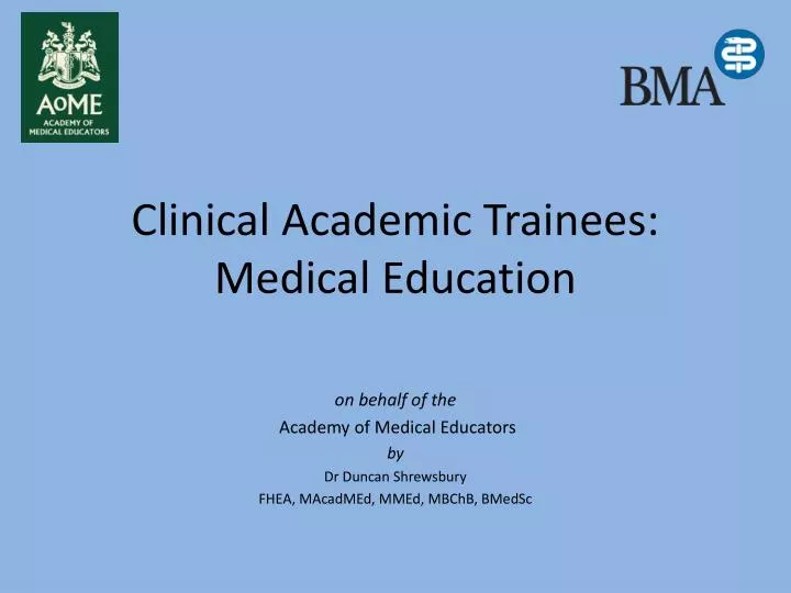 clinical academic trainees medical education