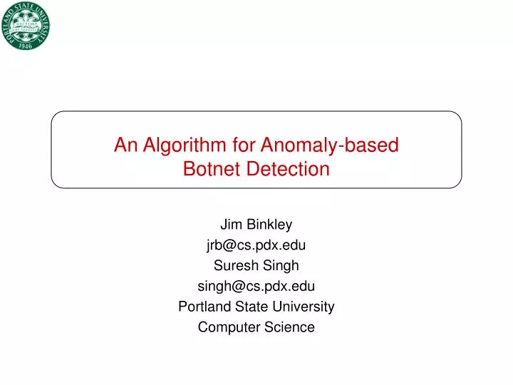 an algorithm for anomaly based botnet detection