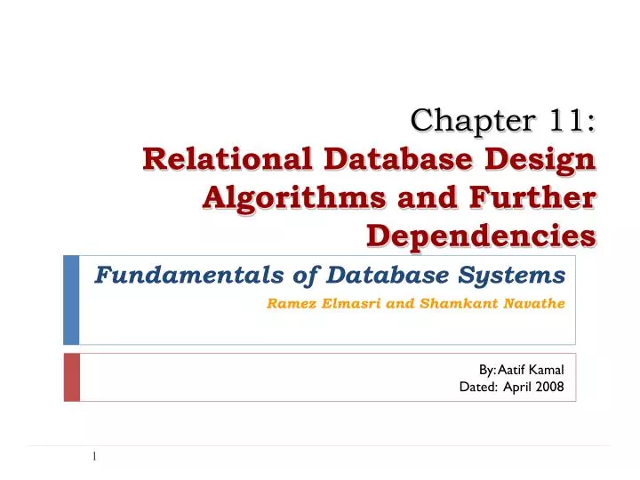 chapter 11 relational database design algorithms and further dependencies