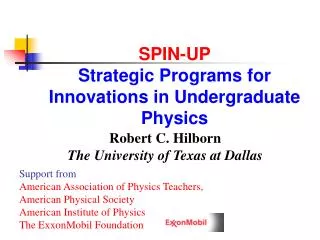 SPIN-UP Strategic Programs for Innovations in Undergraduate Physics