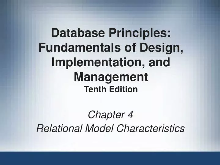 chapter 4 relational model characteristics