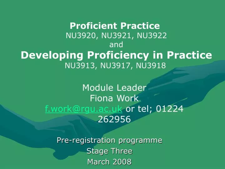 pre registration programme stage three march 2008