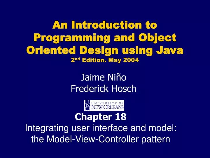 chapter 18 integrating user interface and model the model view controller pattern