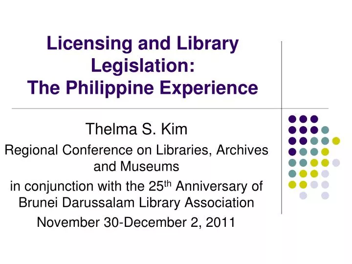 licensing and library legislation the philippine experience