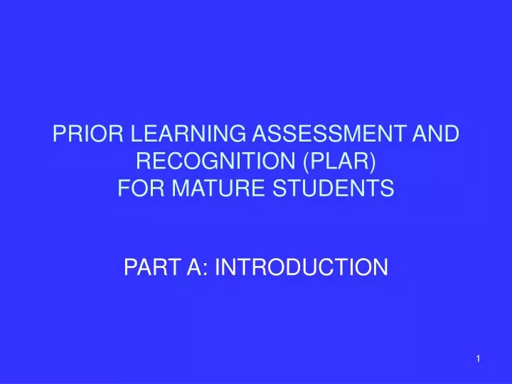 prior learning assessment and recognition plar for mature students
