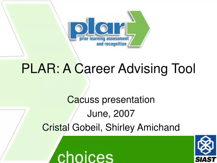 plar a career advising tool