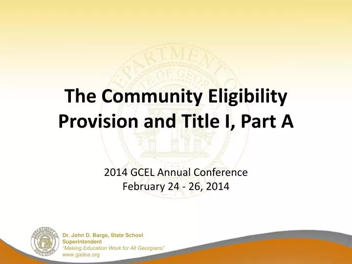 the community eligibility provision and title i part a