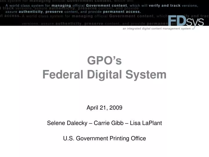gpo s federal digital system