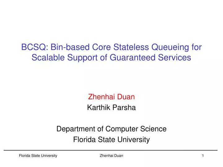 bcsq bin based core stateless queueing for scalable support of guaranteed services