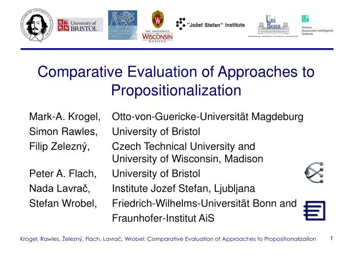 comparative evaluation of approaches to propositionalization