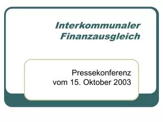 interkommunaler finanzausgleich