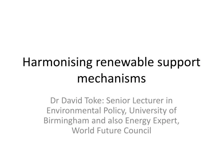 harmonising renewable support mechanisms
