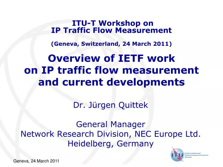 overview of ietf work on ip traffic flow measurement and current developments