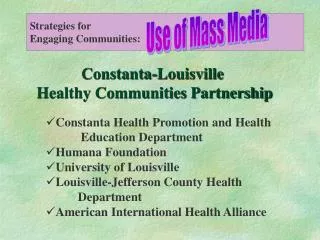 Constanta-Louisville Healthy Communities Partnership