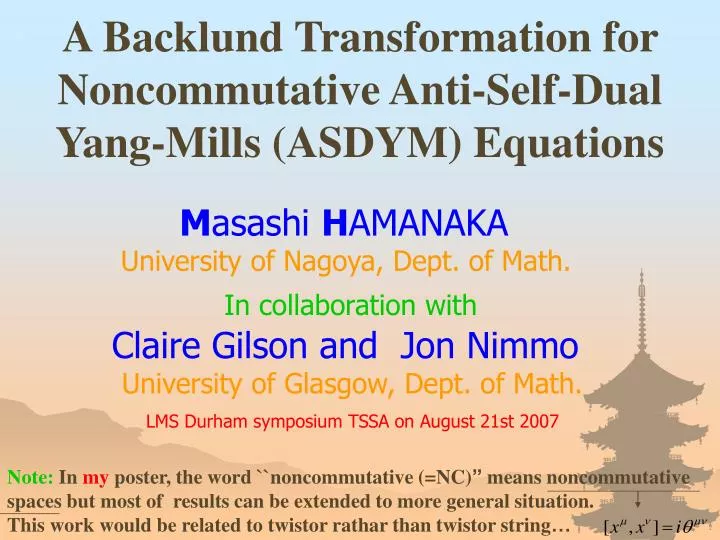 a backlund transformation for noncommutative anti self dual yang mills asdym equations