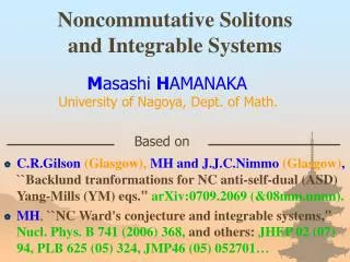 Noncommutative Solitons and Integrable Systems