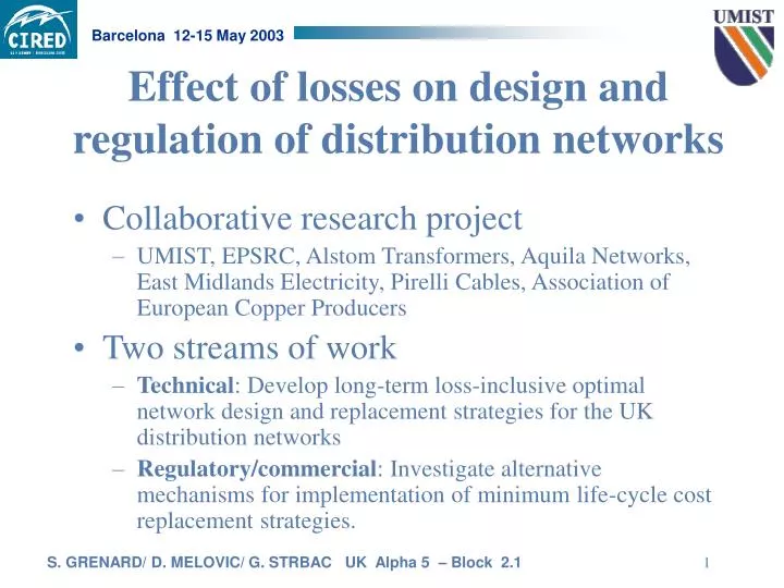 effect of losses on design and regulation of distribution networks