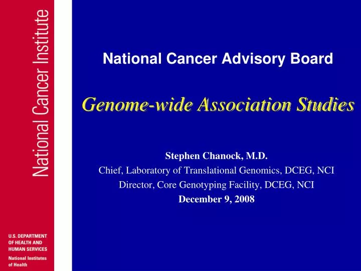 national cancer advisory board genome wide association studies