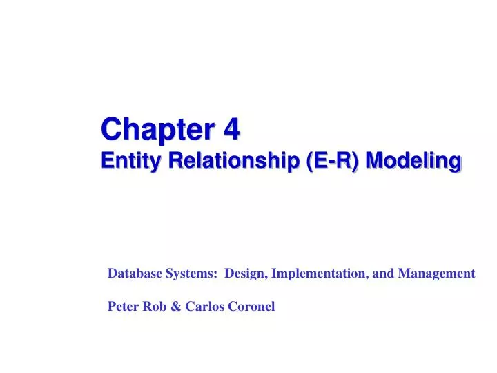 chapter 4 entity relationship e r modeling