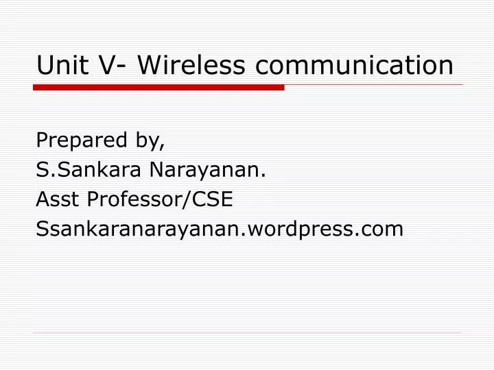 unit v wireless communication