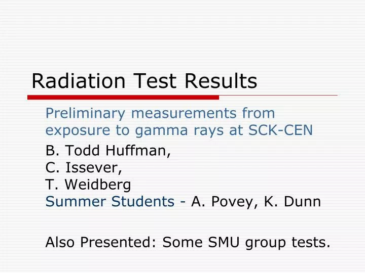 radiation test results