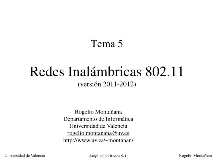 tema 5 redes inal mbricas 802 11 versi n 2011 2012
