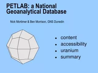 PETLAB: a National Geoanalytical Database