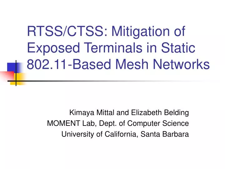 rtss ctss mitigation of exposed terminals in static 802 11 based mesh networks