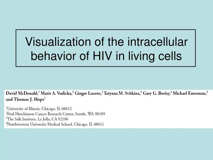 visualization of the intracellular behavior of hiv in living cells