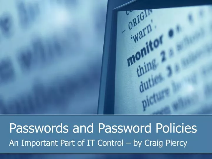 passwords and password policies