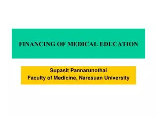 financing of medical education