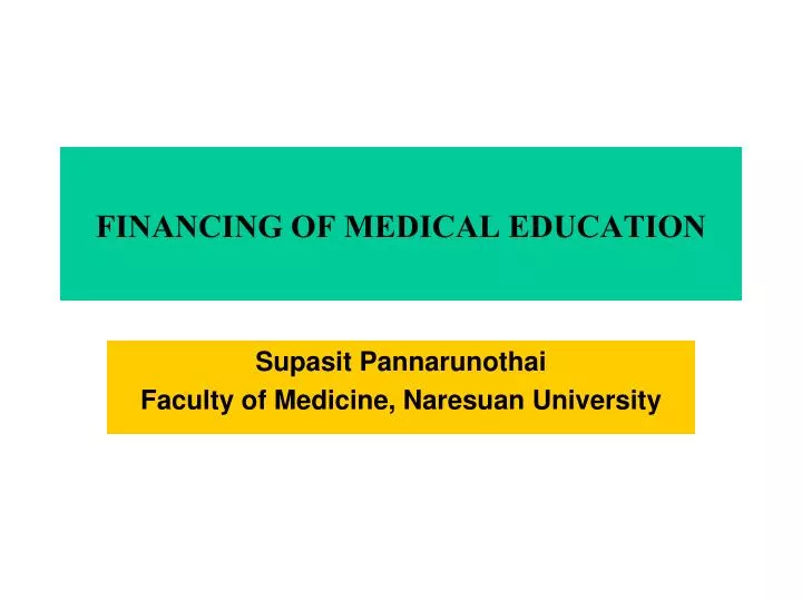 financing of medical education