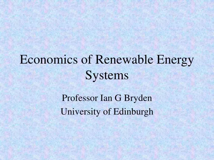 economics of renewable energy systems