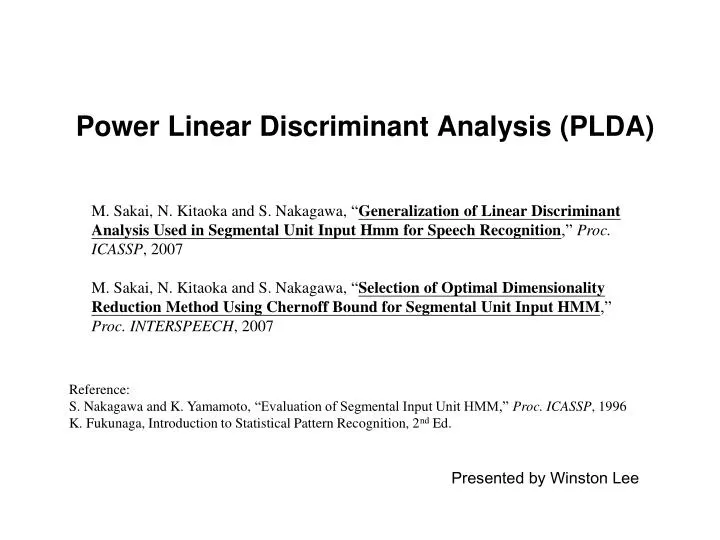power linear discriminant analysis plda