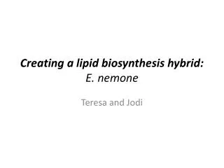 Creating a lipid biosynthesis hybrid: E. nemone