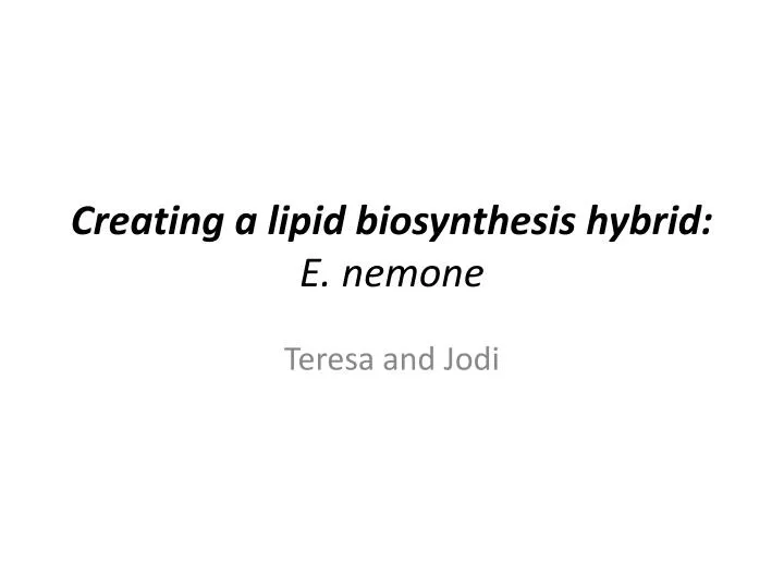 creating a lipid biosynthesis hybrid e nemone