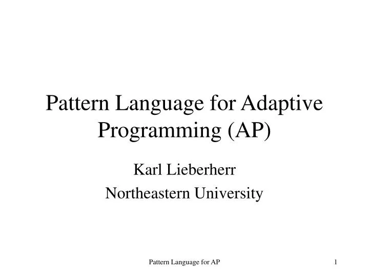 pattern language for adaptive programming ap